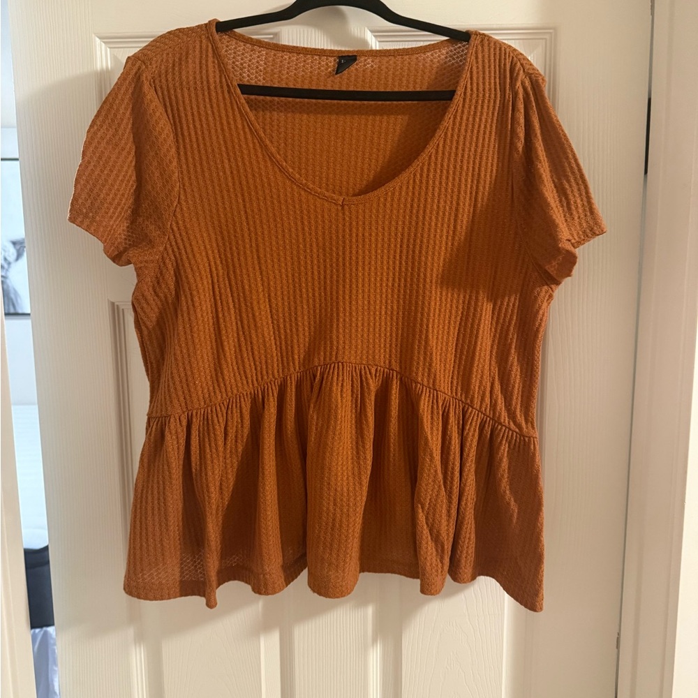 Women's Orange Peplum Top